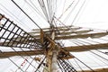 Low angle shot of the giant wooden ship mast