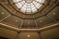 Low angle shot of a glass ceiling inside the Old Arcade in Cleveland, Ohio