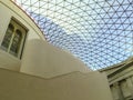 Low-angle shot of the glass dome over the courtyard of the British Museum in London