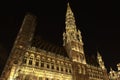 Low angle shot of Grand Place in Brussels in night Belgium Royalty Free Stock Photo