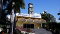 Low angle shot of gulbarga university library building with clock tower