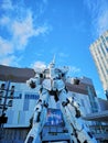 Low angle shot of Gundam Unicorn in Diver City, Odaiba, Tokyo, Japan