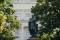 Low angle shot of the historic Karl I. statue in Karlsplatz in Vienna, Austria