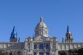 Low angle shot of the historic Montjuic National Palace in Barcelona, Spain Royalty Free Stock Photo