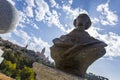 Low angle shot of a historic statue under the sunny sky in the city of Segovia, Spain Royalty Free Stock Photo