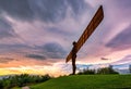 Low angle shot of the iconic Angel of the North sculpture located in Tyne & Wear, UK