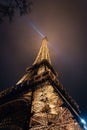 Low angle shot of iconic Eiffel Tower at night