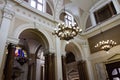 Low angle shot of the interior of the cathedral of Porto Alegre, Rio Grande do Sul, Brazil