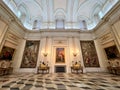 Low-angle shot of the interior of Madrid Royal Palace with its classic art Royalty Free Stock Photo