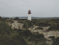 Low angle shot of the Lighthouse List East at Sylt, Germany under the storm clouds Royalty Free Stock Photo