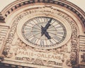 Low angle shot of the magnificent clock of the Orsay Museum captured in Paris, France Royalty Free Stock Photo