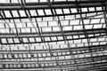 Low angle shot of the metal bars on a glass ceiling Royalty Free Stock Photo