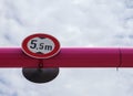 Low angle shot of 5.5 meter maximum height traffic sign Royalty Free Stock Photo