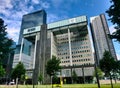 Low angle shot of the modern offices of Unilever, Royal Bank of Scotland