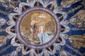 Low angle shot of mosaics on the ceiling in Neonian Baptistery, Ravenna