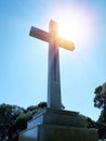 Low angle shot of the Mount Macedon Memorial Cross on a sunny day