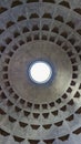 Low-angle shot of the oculus dome of the Pantheon in Rome, Italy Royalty Free Stock Photo