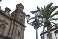 Low angle shot of Plaza de Santa Ana with the gorgeous Cathedral of Saint Ana in Canary islands