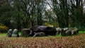 Stone circle or Dolmen near Borger on a cloudy day in the Netherlands