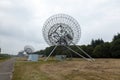 Low angle shot of a  radio telescope near Westerbork in The Netherlands Royalty Free Stock Photo