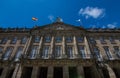 Low angle shot of the Raxoi`s Palace in Santiago Spain