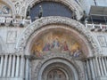 Low angle shot of Saint Mark\'s Basilica entrance in Venice, Italy Royalty Free Stock Photo