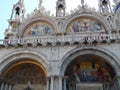 Low angle shot of Saint Mark\'s Basilica in Venice, Italy Royalty Free Stock Photo