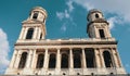 Low angle shot of the Saint-Sulpice Catholic church in Paris, France