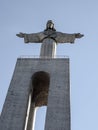 Low-angle shot of the Sanctuary of Christ the King in Lisbon, Portugal