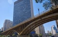 Low angle shot of Santa Ifigenia Viaduct captured in Sao Paulo, Brazil Royalty Free Stock Photo