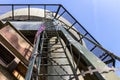 Low-angle shot of stairs leading to an old giant dome of a radar antenna of a Belgian military base Royalty Free Stock Photo