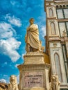 Low angle shot of the statue of Dante Alighieri