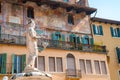 Low angle shot of the statue of Dante in Verona, Italy