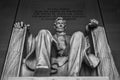 Low-angle shot of the stone Statue of Abraham Lincoln at Lincoln Memorial, Washington DC Royalty Free Stock Photo