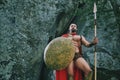 Spartan warrior in the woods Royalty Free Stock Photo