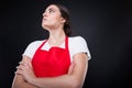 Low angle shot of supermarket female employee