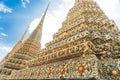 Low angle shot of the Temple of Reclining Buddha in Bangkok, Thailand