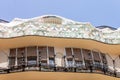 Low angle shot of the top part of the inner side of Casa Batllo