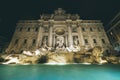 Low angle shot of the Trevi Fountain in Rome, Italy during nighttime Royalty Free Stock Photo