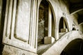 Low angle shot of the understructure and pillars of an old bridge Royalty Free Stock Photo