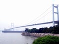 Low-angle shot of Weiyuan fort and Humen Bridge in Dongguan, China