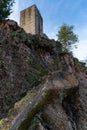 Low angle shot of Windeck Castle ruins in the Black Forest, Germany Royalty Free Stock Photo