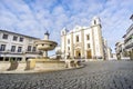 Giraldo Square with fountain and Saint Anton`s church, Evora, Al