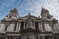 Low angle of the Statue of Queen Anne in St. Paul's Churchyard in the daytime in London, UK