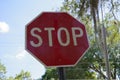 Low angle of a street sign with a closeup view of a stop sign