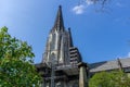 Low angle of the Ulm Minster Lutheran protestant church in Ulm, Germany