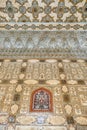 Low angle of the unique walls of Sheesh Mahal Amber Fort made of pure glass and precious stones