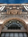 Low-angle vertical shot of the ancient white building