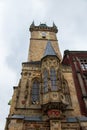 Low angle vertical shot of the Prague Astronomical Clock Tower in Prague, Czechia