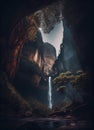 Low Angle View of Angel Falls Waterfall of Landscape Background AI Generative Royalty Free Stock Photo